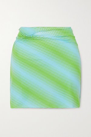 Green Ruched printed stretch-jersey mini skirt | Maisie Wilen | NET-A-PORTER