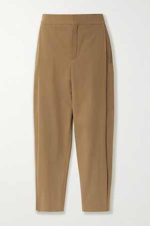 Cropped Stretch-twill Tapered Pants - Beige
