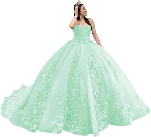 Zhangyo Strapless Quinceanera Dresses Ball Gown Puffy Sweet 16 Dresses for Teens Sweetheart Pegeant Gowns for Women CXL087 at Amazon Women’s Clothing store