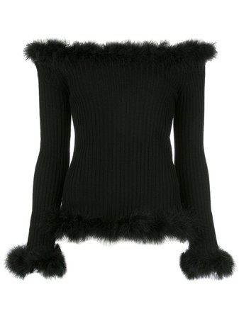 Opening Ceremony Feather-Trimmed Knitted Top | Farfetch.com