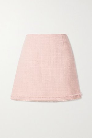 Frayed Wool-blend Tweed Mini Skirt - Blush