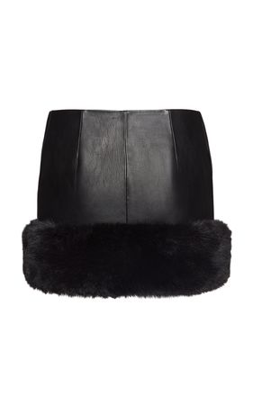 Fur-Trimmed Leather Mini Skirt By Magda Butrym | Moda Operandi
