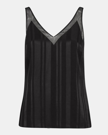 V neck stripe detail cami top - Black | Tops and T-shirts | Ted Baker UK
