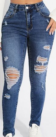 SHEIN SXY Ripped Skinny Jeans