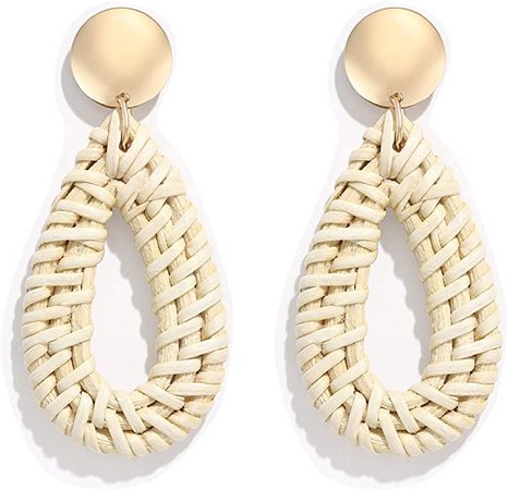 Amazon.com: Rattan Earrings for Women Girls Handmade Lightweight Wicker Straw Stud Earrings Statement Weaving Braid Drop Dangle Earring (light Teardrop): Clothing, Shoes & Jewelry