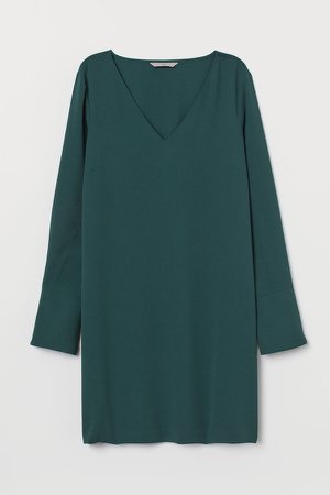V-neck Dress - Green