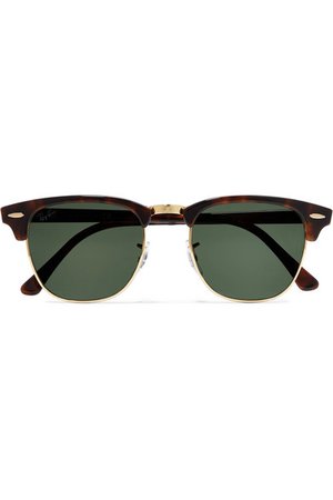 Ray-Ban | Clubmaster tortoiseshell acetate and gold-tone sunglasses | NET-A-PORTER.COM