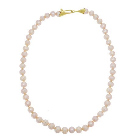 Pink Pearl and Yellow Gold Necklace