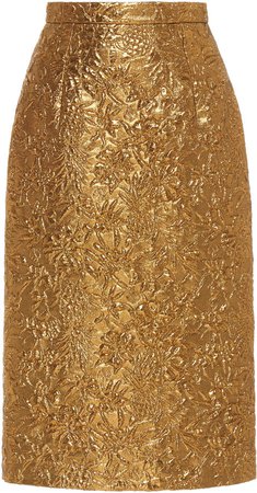 Dundas Gold-Tone Floral Embossed Skirt Size: 36