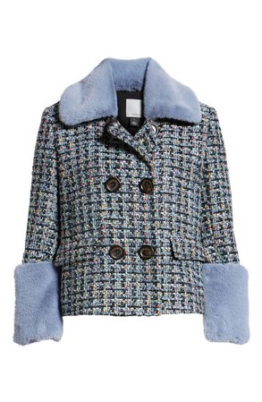 Halogen® x Atlantic-Pacific Tweed Jacket with Removable Faux Fur Trim | Nordstrom