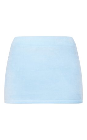 Baby Blue Velour Micro Mini Skirt | PrettyLittleThing USA