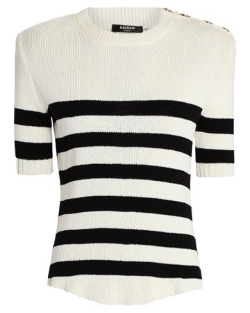 Balmain Sailor Stripe Short Sleeve Sweater | INTERMIX®