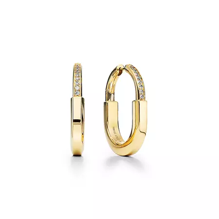 Tiffany Lock Earrings in Yellow Gold with Diamonds, Medium | Tiffany & Co.