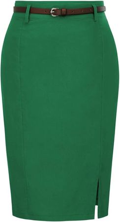 Kate Kasin Skirt Women's Vintage Bodycon Pencil Skirt for Formal Office Size 2XL Dark Green at Amazon Women’s Clothing store