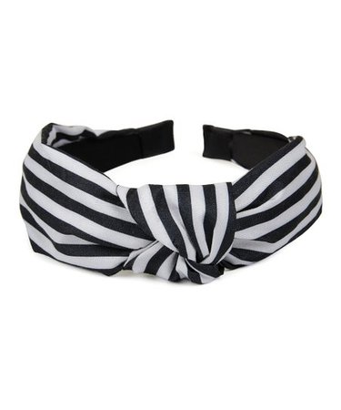 Riah Fashion Black & White Stripe Knotted Headband | Zulily