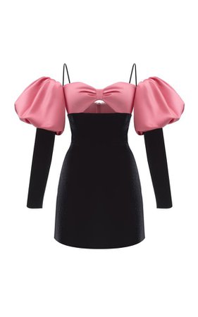 Puff Sleeve Satin and Silk Velvet Mini Dress – TheRasarioStore