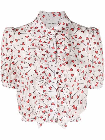 P.A.R.O.S.H. heart-print ruffle blouse