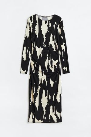 Gathered Bodycon Dress - Black/patterned - Ladies | H&M US