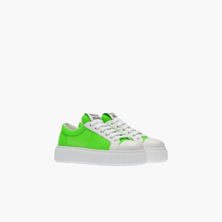 Mesh fabric sneakers Neon green/white | Miu Miu