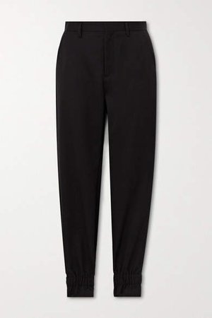Wool-gabardine Straight-leg Pants - Black