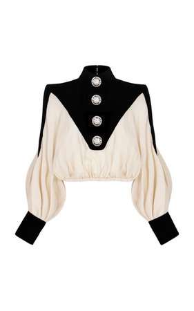 black cream blouse top