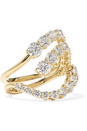 Melissa Kaye | Aria Fan Huggie 18-karat gold diamond earrings | NET-A-PORTER.COM