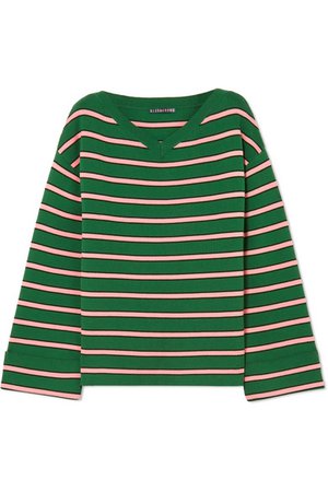 ALEXACHUNG | Oversized striped wool and cotton-blend sweater | NET-A-PORTER.COM