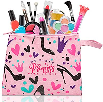 Amazon.com: My First Princess Make Up Kit - 12 Pc Kids Makeup Set - Washable Pretend Makeup For Girls - These Makeup Toys for Girls Include Everything Your Princess Needs To Play Dress Up - Comes with Stylish Bag: Toys & Games