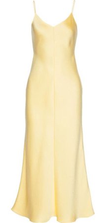 pastel yellow silk dress