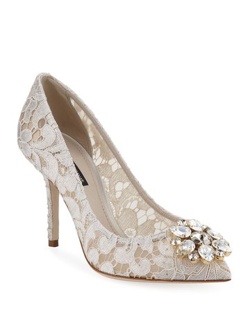 Dolce & Gabbana Jeweled Lace Pumps | Neiman Marcus