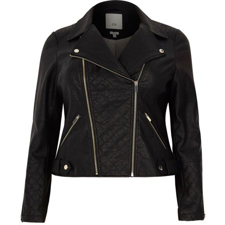 Plus black faux leather biker jacket - Jackets - Coats & Jackets - women