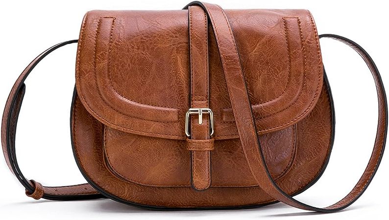 Crossbody Bags for Women,Small Saddle Purse and Boho Cross body Handbags,Vegan Leather,Brown: Handbags: Amazon.com