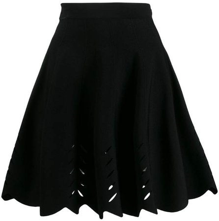 laser-cut flared mini skirt