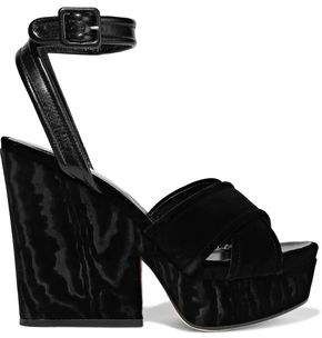 Hannelore Leather-trimmed Velvet Platform Sandals