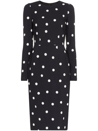 Black Dolce & Gabbana Cady Polka-Dot Midi Dress | Farfetch.com