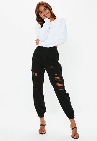 Black Wrath Mid Rise Jogger Jeans | Missguided