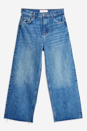 Mid Blue Raw Hem Crop Jeans | Topshop