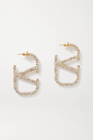 Silver Valentino Garavani gold-tone crystal earrings | Valentino | NET-A-PORTER