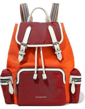 Leather-trimmed Color-block Shell Backpack