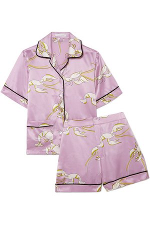 Olivia von Halle | Millicent printed silk-satin pajama set | NET-A-PORTER.COM