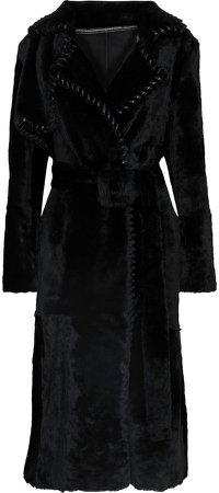 Reversible Leather-trimmed Shearling Coat