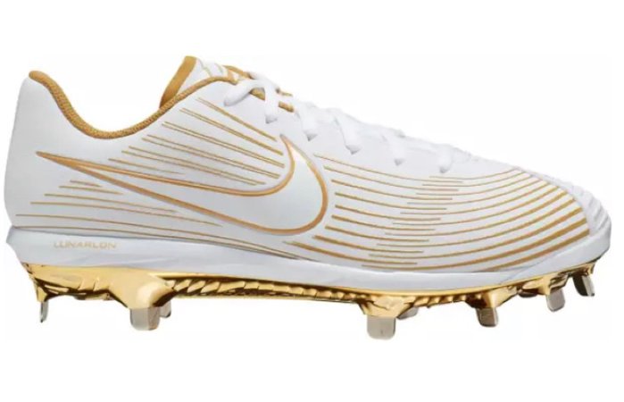 Nike white and gold softball cleats