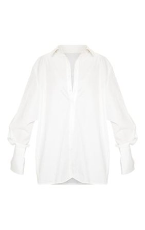White Oversized Cuff Shirt | Tops | PrettyLittleThing USA
