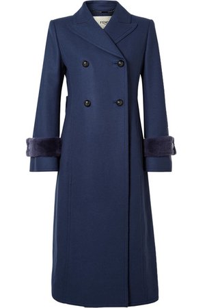 Fendi | Faux fur-trimmed wool-blend coat | NET-A-PORTER.COM
