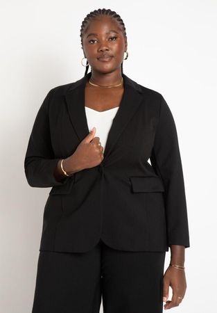 The Ultimate Stretch Suit Long Line One Button Blazer | Eloquii
