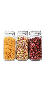 T4U 34oz Airtight Glass Canister Set of 3 with Lids Food Storage Jar Round - Storage Container with Clear Preserving Seal Wire Clip Fastening for Kitchen Canning Cereal,Pasta,Sugar,Beans,Spice: Amazon.ca: Home & Kitchen