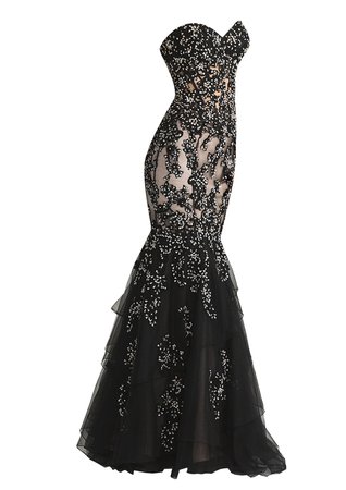 Dress long black lace