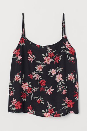 Black floral v-neck camisole