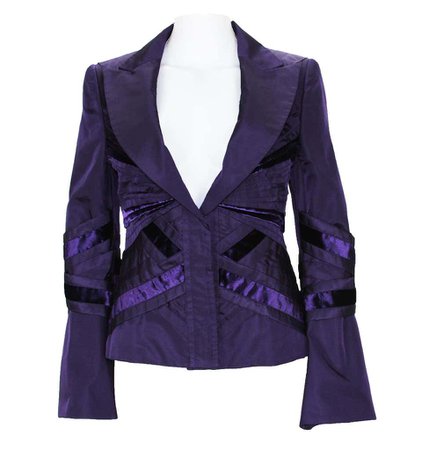 Tom Ford for Gucci F/W 2004 Runway Collection Purple Silk Taffeta Jacket 42 - 6 For Sale at 1stdibs