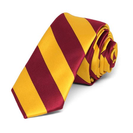 Red and gold striped tie
